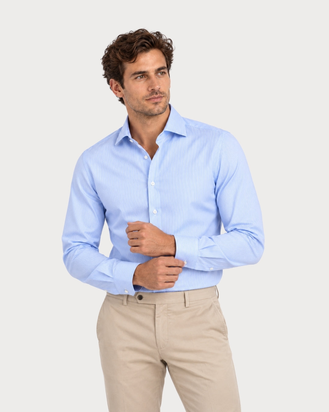 Camisa de Vestir Mil Rayas Celeste